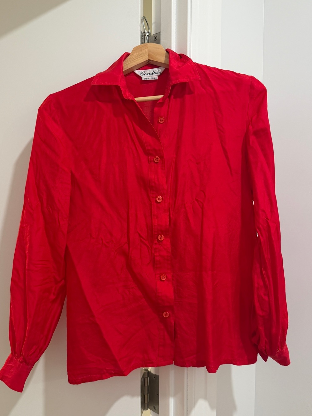 Vintage Red 100% silk button down